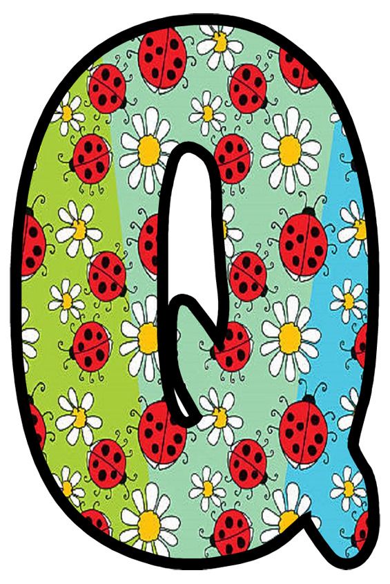 Letter Q Clipart - Ladybug & Daisy Pattern Design
