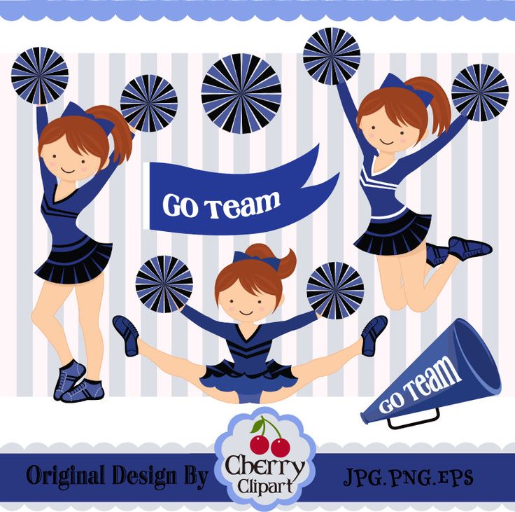 Blue Cheerleader Clip Art. For your cheerleading program or school ...