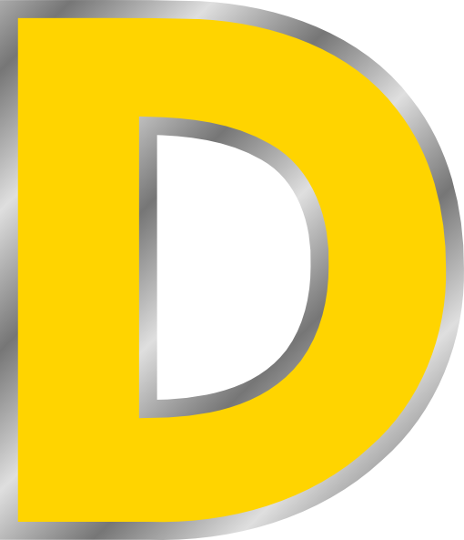 Letter D Icon - High-Resolution Yellow and Silver Alphabet Graphic