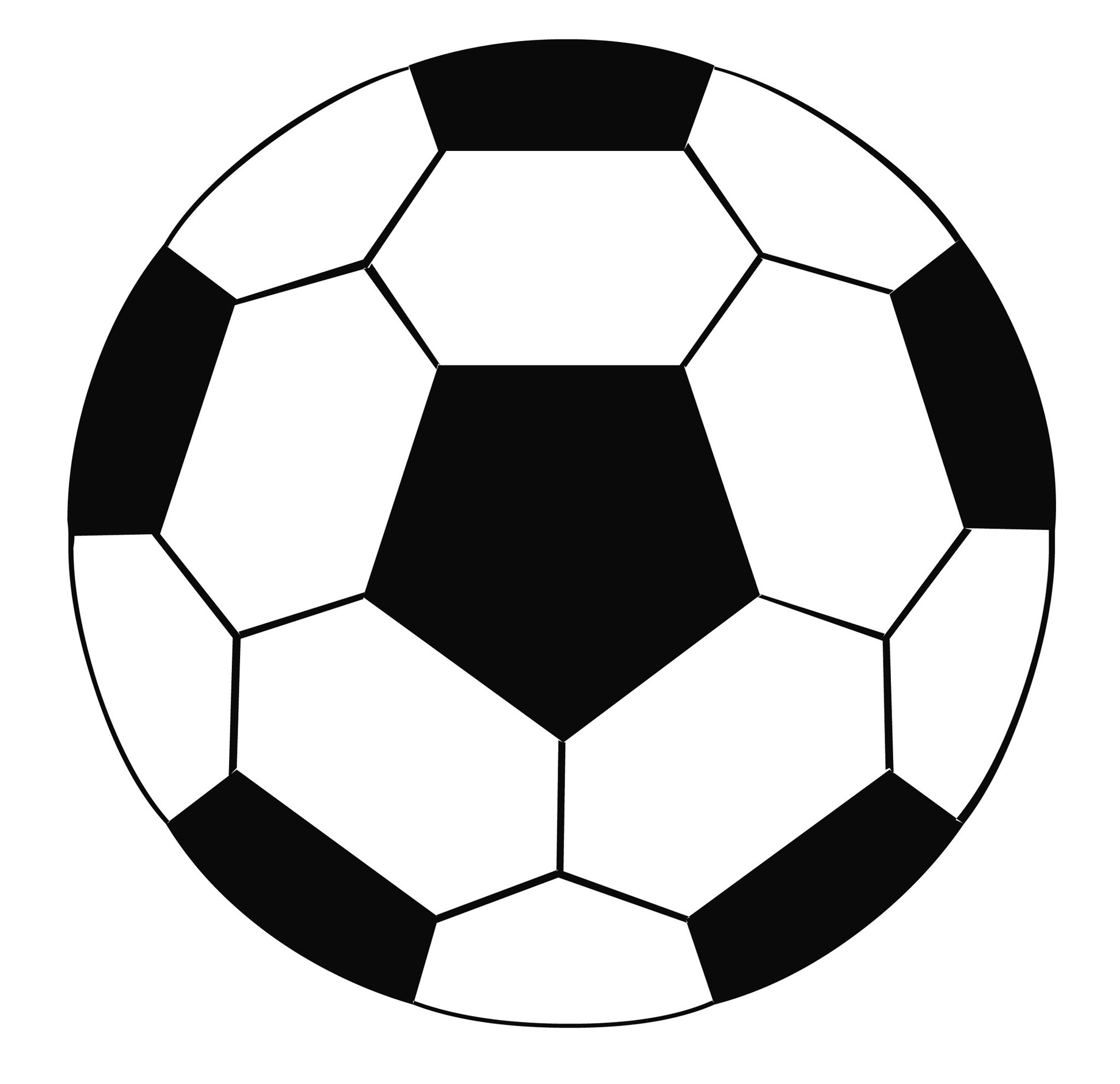 Classic black-and-white soccer ball with pentagonal and hexagonal panels.