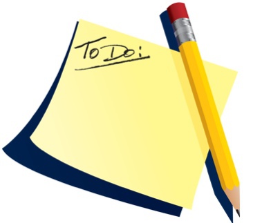 Yellow sticky note with "To Do:" written in cursive, pinned by a yellow pencil with red eraser.