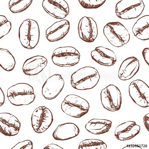 Coffee Bean Illustration - Seamless Hand-Drawn Pattern for Design & Print