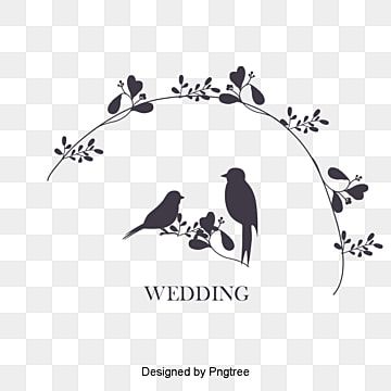 Elegant Wedding Bird Silhouette Clipart - Free PNG Download