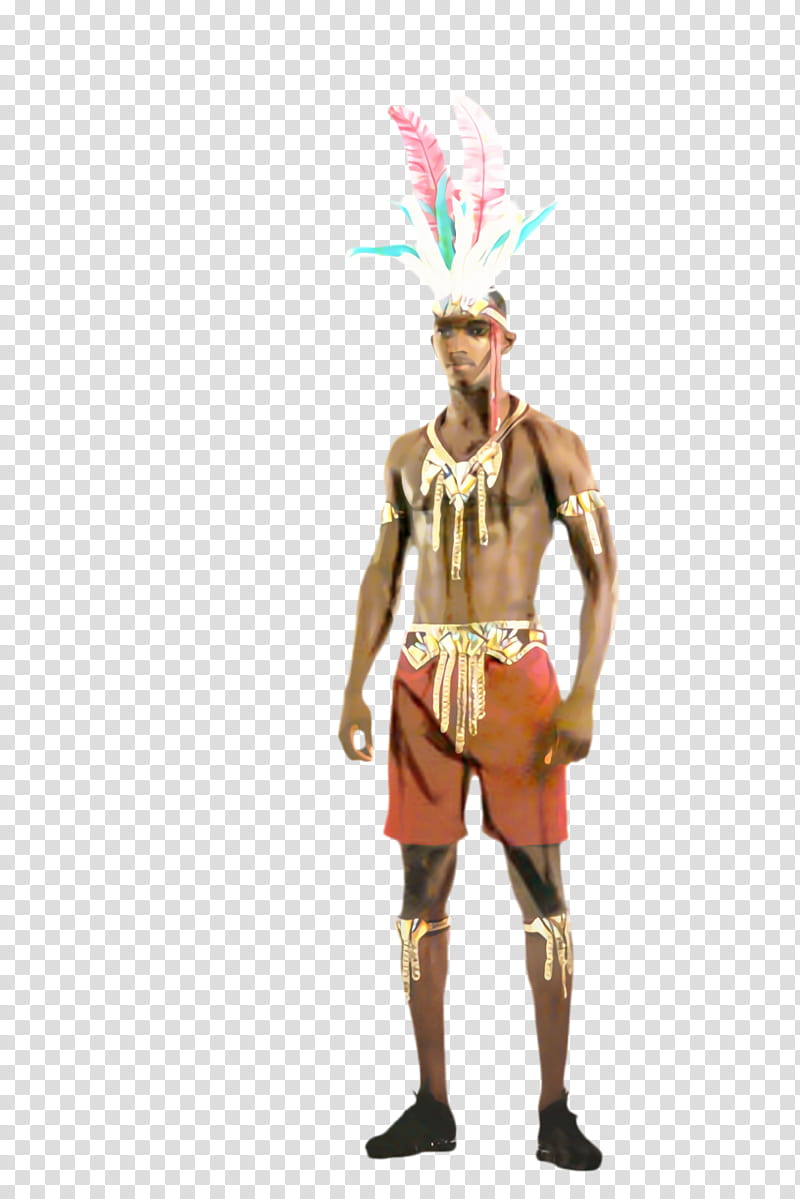 Indigenous Cultural Attire - Traditional Feather Headdress and Ornamented Costume