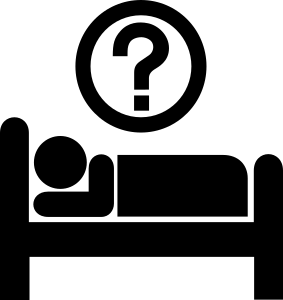 A white question mark inside a white circle on a black background, symbolizing inquiry or unknown status.
