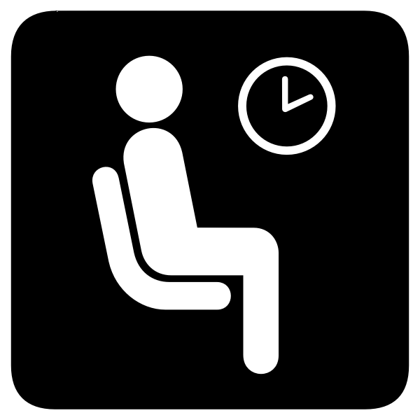 Waiting Time Indicator Icon - Seated Person with Clock Symbol