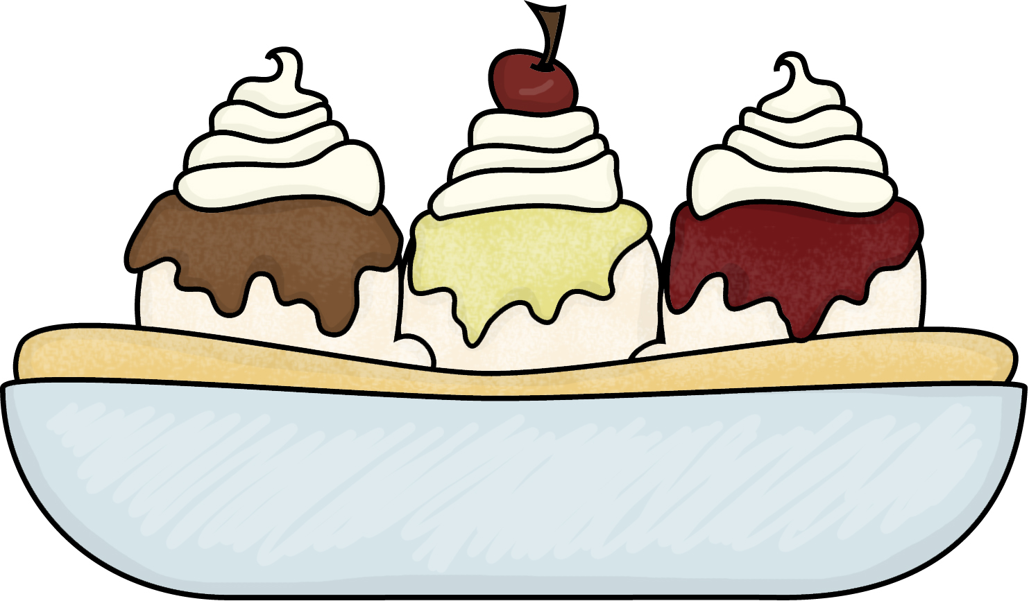 Banana Split Dessert Illustration | Sweet Treat Clipart