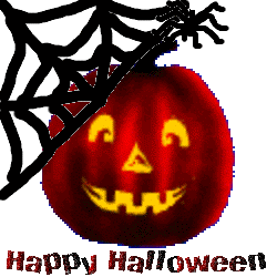 Happy Halloween Jack-O'-Lantern with Spiderweb Decor