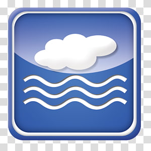 Blue icon showing a white cloud above wavy lines representing water, symbolizing cloudy or overcast weather with precipitation.