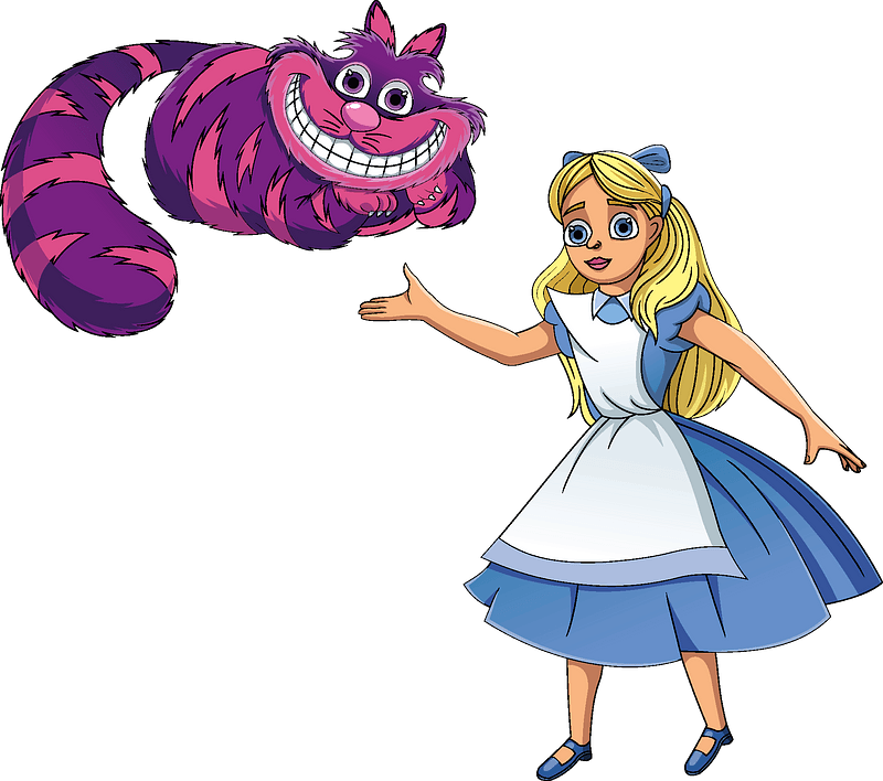 Alice and the Cheshire Cat - Classic Wonderland Illustration