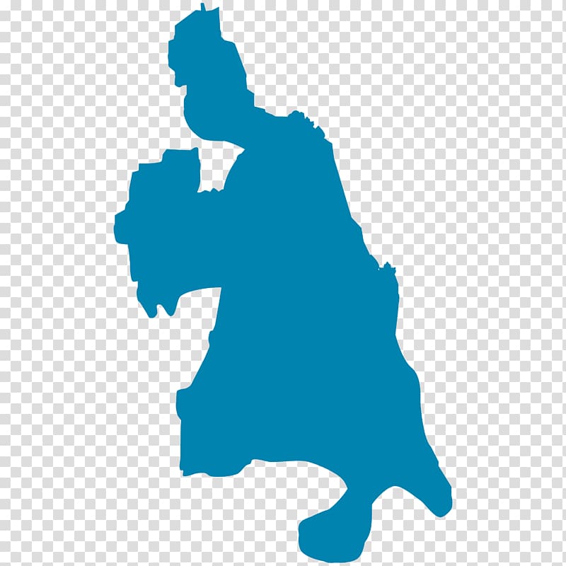 Blue silhouette map of a geographic region with irregular borders and internal cutouts.