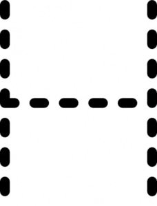 Dashed black outline of the uppercase letter H on a white background.