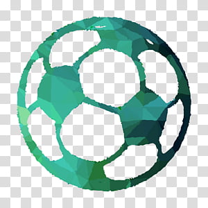 Geometric low-poly soccer ball in teal gradient on transparent background