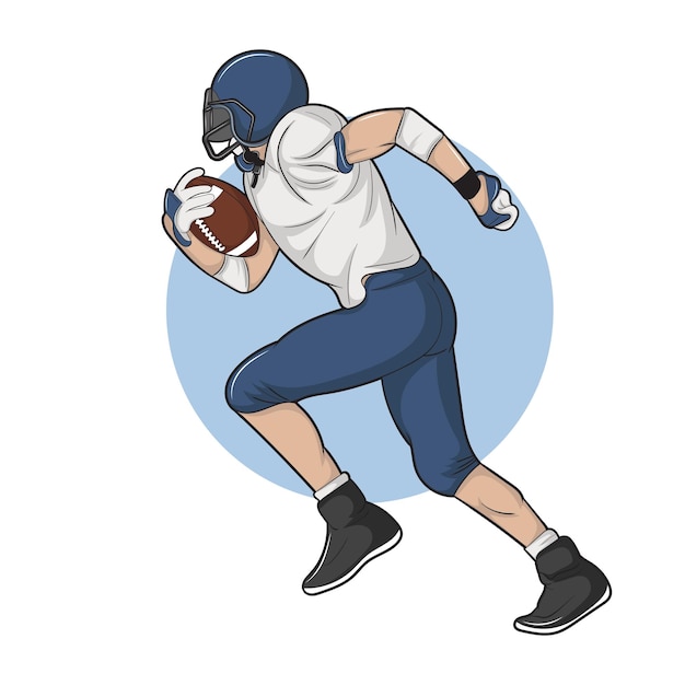 American Football Player Running with Ball - Vector Illustration