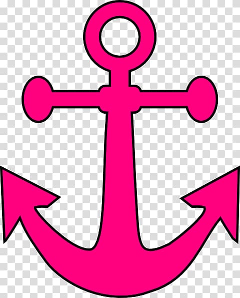 Bright pink stylized anchor icon on transparent background, nautical symbol with bold outlines.