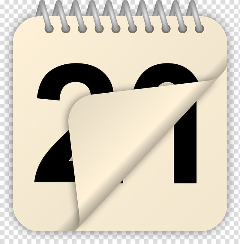 Spiral-bound calendar page showing the number 21 with a turned corner, symbolizing date progression or scheduling.