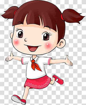 Happy Cartoon Girl Running - Free PNG Clipart for Kids’ Content