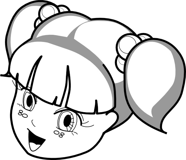 Free Black-and-White Cartoon Girl Illustration for Coloring & Design