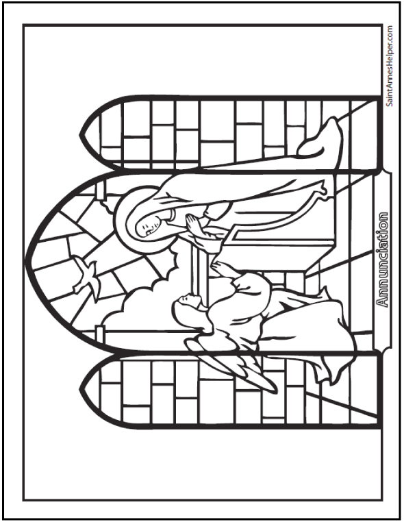 Annunciation Coloring Page - Free Printable Religious Art for Kids & Adults