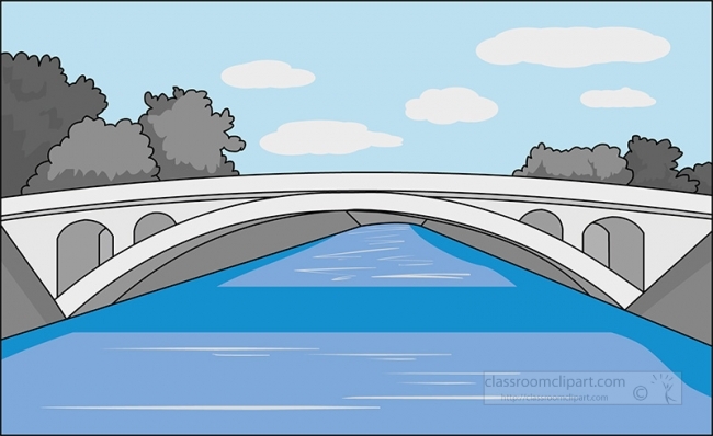 Illustration of a Classic Stone Arch Bridge Over a River