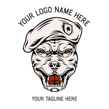 Tough Dog Logo Template - Military-Style Pit Bull Branding