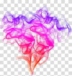 Vibrant multicolored smoke swirl in gradient from red to purple on transparent background.