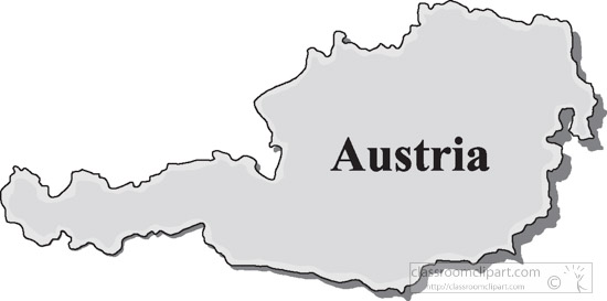 Simplified grayscale outline map of Austria with country name labeled centrally.