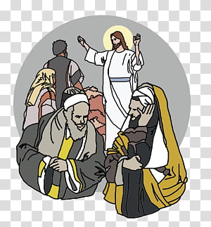 Jesus teaching Pharisees and disciples in a biblical scene with expressive gestures and traditional robes.