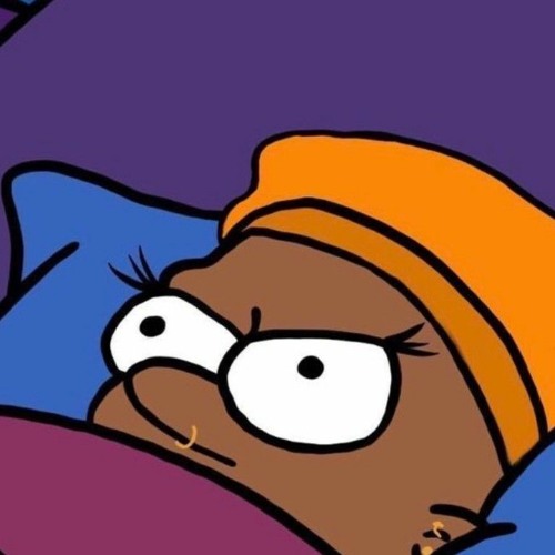A cartoon character with dark skin, orange beanie, and wide eyes peeking from under a blanket with a skeptical expression.