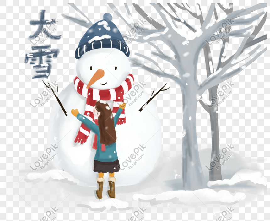 Winter Joy: Child Building a Snowman in Heavy Snow Season