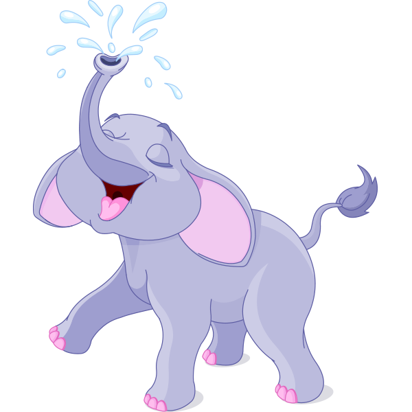 Cute Baby Elephant Spraying Water - Free Illustration for Kids & Education