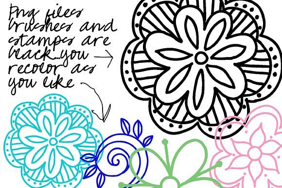 Recolorable Floral Mandala Stamps & Brushes - PNG Download