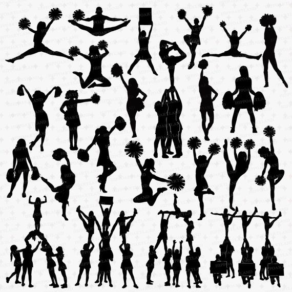 Cheerleader Silhouette Clipart Collection - Free Vector Graphics for Design