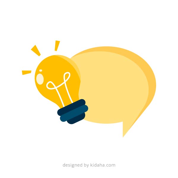 Yellow lightbulb with glowing effect emerging from a speech bubble, symbolizing ideas or inspiration.