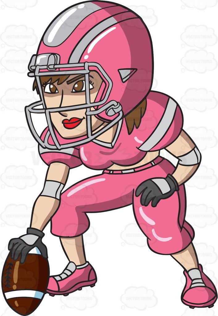 Pink Football Player Clipart - Female Athlete in Action Pose