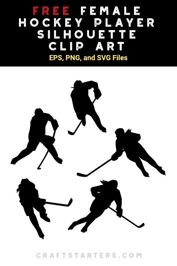 Free Female Hockey Player Silhouette Clip Art (EPS, PNG, SVG)