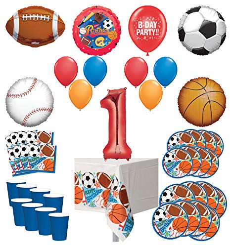 Sports Birthday Party Supplies - Complete Kit for Age 1 Celebration