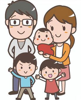 Family Unity and Togetherness - Illustration of a Loving Five-Member Family