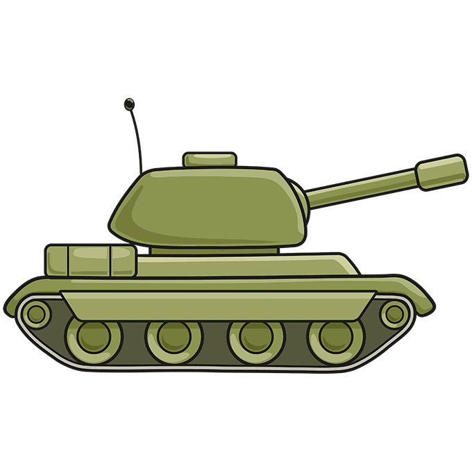 Transportation Black and White Outline Clipart - american-battle-tank-black-outline-clipart  - Classroom Clipart