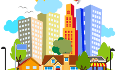 Vibrant City Illustration - Urban Life in Cartoon Style