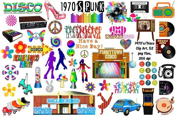 Retro Clipart Clip Art, 60s and 70s Clipart Clip Art - Commercial and ...