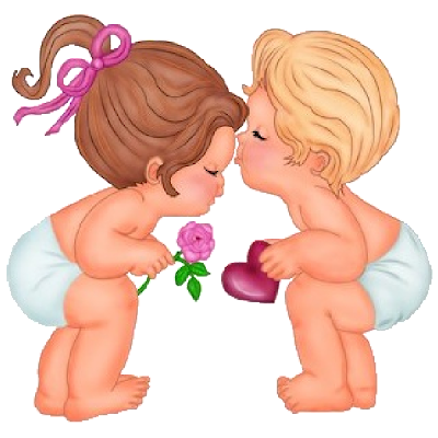 Cute Baby Kissing Illustration - Free Clipart for Greeting Cards & Baby Showers