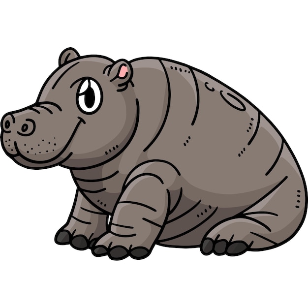 Adorable Cartoon Baby Hippo Illustration - Free Download & Usage