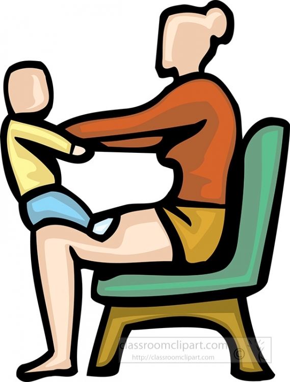 Parent and Child Seating Illustration - Classroom Clipart
