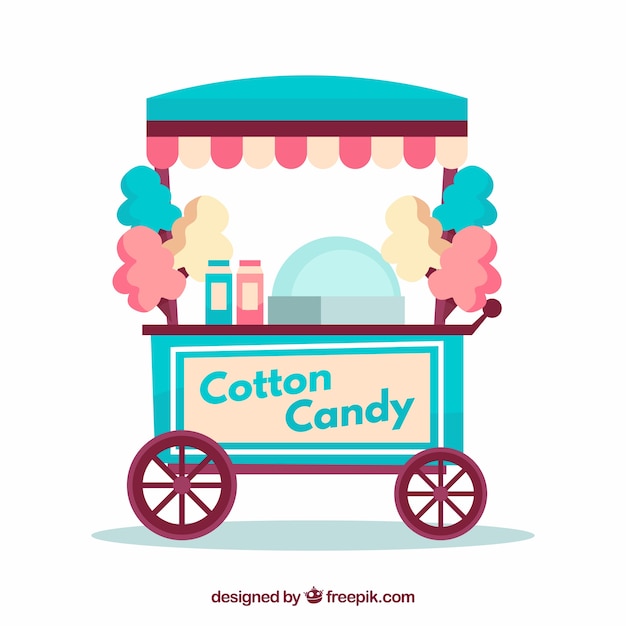 Cotton Candy Cart Illustration - Free Vector Graphic for Festivals & Events