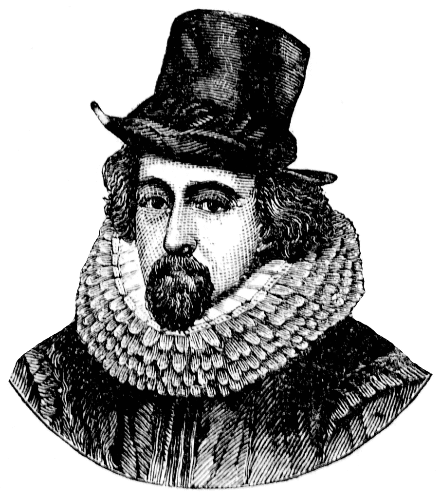 Engraved portrait of a 16th-century man with ruffled collar, beard, and tall hat.