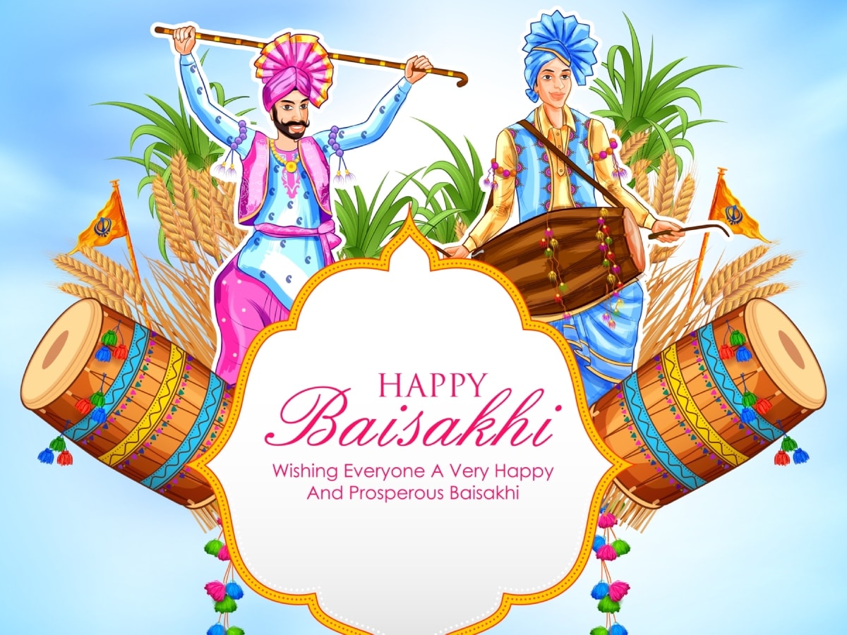 Happy Baisakhi Illustration with Vaisakhi Punjabi Spring Harvest - Clip ...