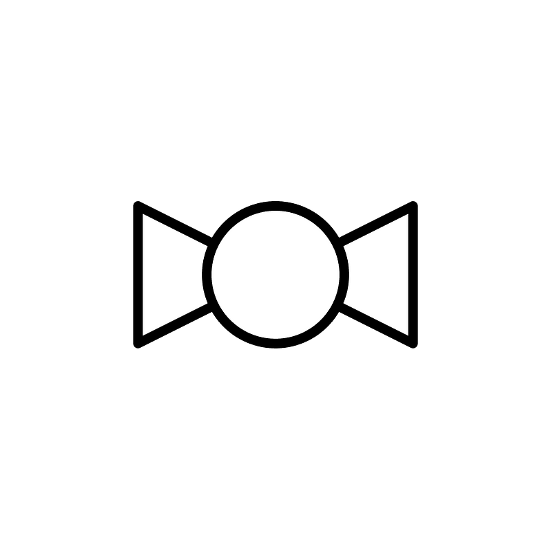 White circular icon with two outward-pointing triangular wings, black outline on green background.