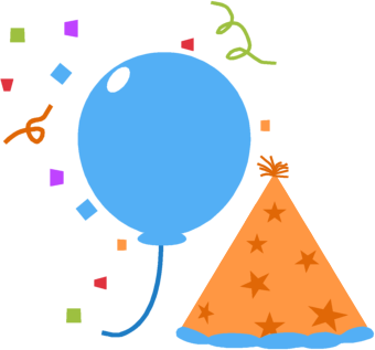 Festive Party Illustration - Balloon, Hat & Confetti Clipart