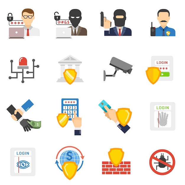 Cybersecurity Icons Set - Digital Protection & Authentication Visuals